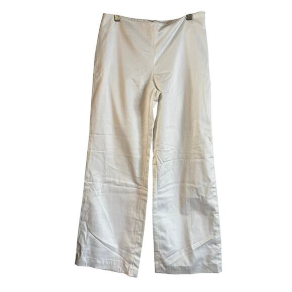 Lilly Pulitzer Wide Leg White Pants Cotton 6 30” Inseam Side Zip Back Pockets - Picture 1 of 9